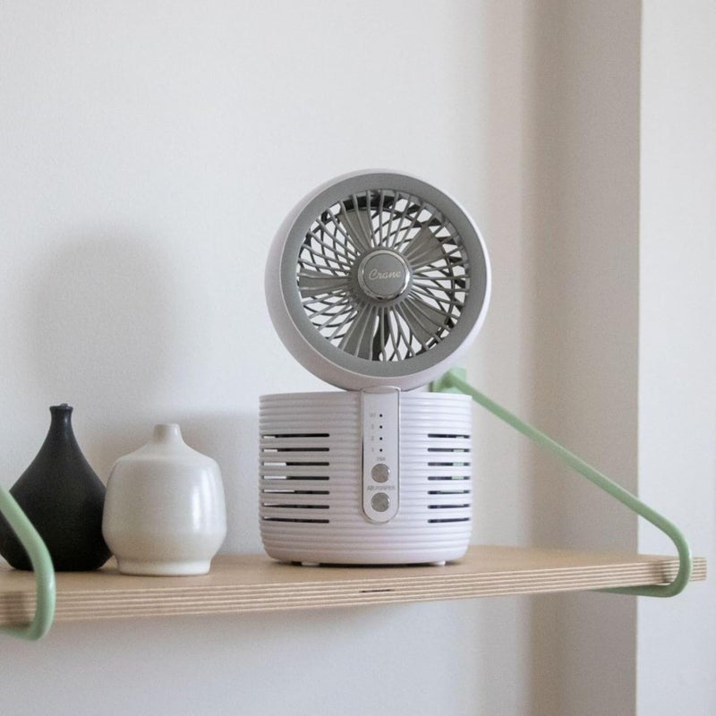 Crane 2-in-1 Air Purifier and Desk Fan Combo - Ideal for Office, Night Stand, Dorm, or Small Bedroom - HEPA Filter - Image 5